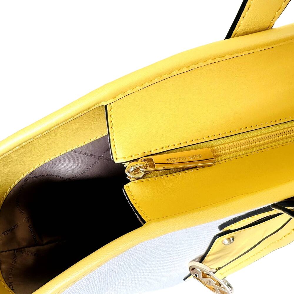 Michael Kors Kimber Tote Shopper Bag Daffodil Yellow Canvas NEW $558 - Picture 8 of 8